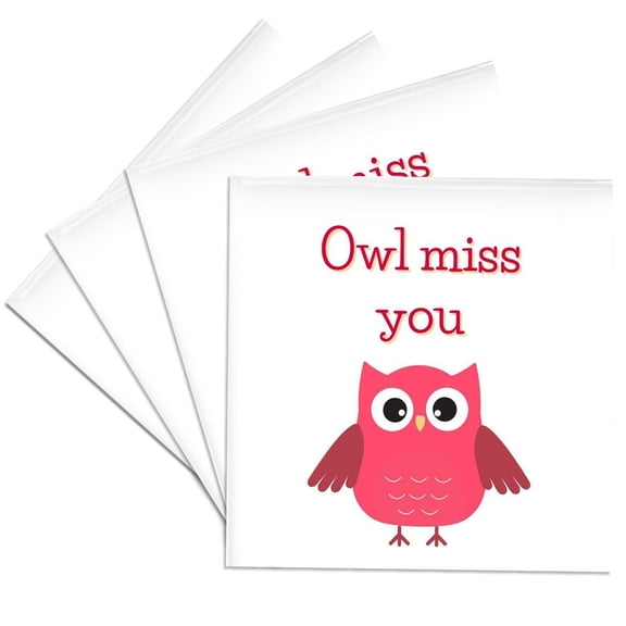 Image Of A Owl With Text Of Owl Miss You, set of 4 Ceramic Tile Coasters