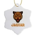 thumbnail image 1 of 3drose, Image of a Roaring Jaguar Head. a Text Jaguar. Funny Decor on White, 3 inch Snowflake Porcelain Ornament, 1 of 7