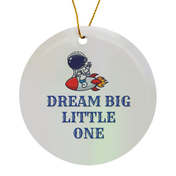 3drose, Image of a Rocket and Astronaut, Circle Porcelain Ornament