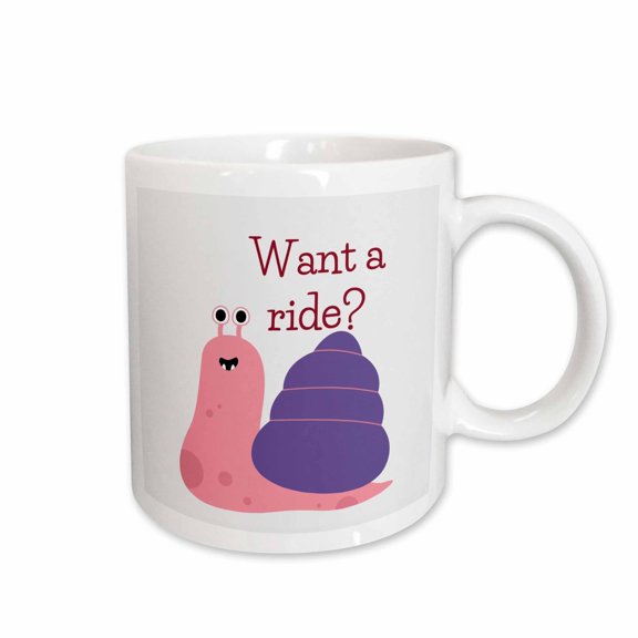 3drose, Image of a Snail with Text of Want a Ride, 15oz Mug