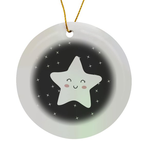 3drose, Image of a Star, Circle Porcelain Ornament