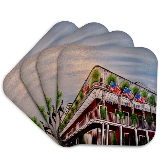 3drose, Image of a Street Corner in New Orleans., Set of 4 Coasters - Soft