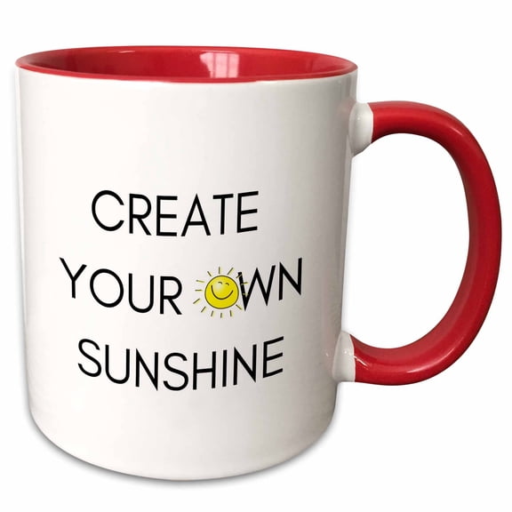 3drose, Image of a Sun with a Text Create Your Own Sunshine, 15oz Two-tone Red Mug