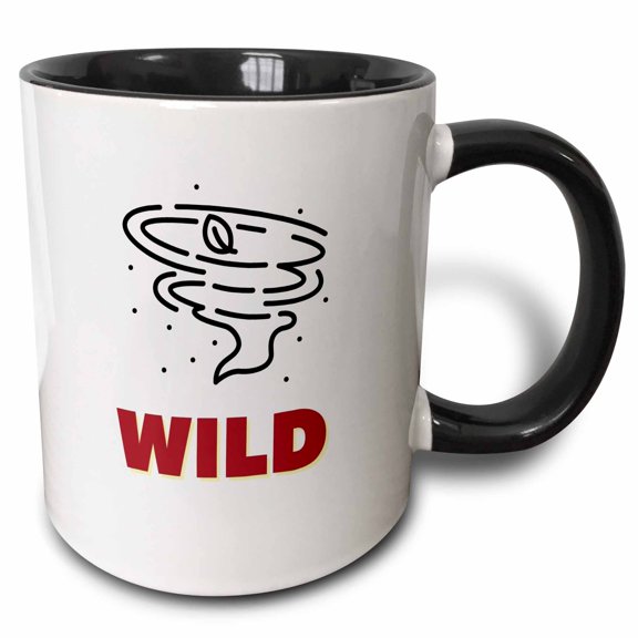 3drose, Image of a Tornado with Text of Wild, 11oz Two-tone Black Mug