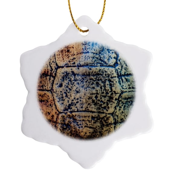 3drose, Image of a Tortoise Shell. Decorative Texture or Pattern, 3 inch Snowflake Porcelain Ornament