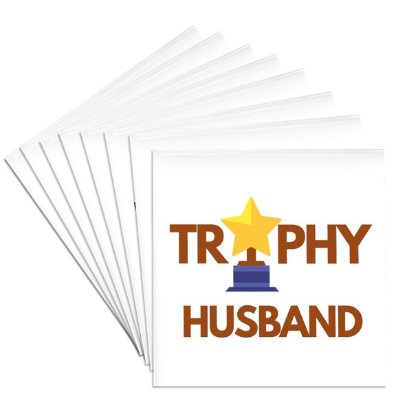 3drose, Image of a Trophy with Text of Trophy Husband, Set of 8 Ceramic Tile Coasters