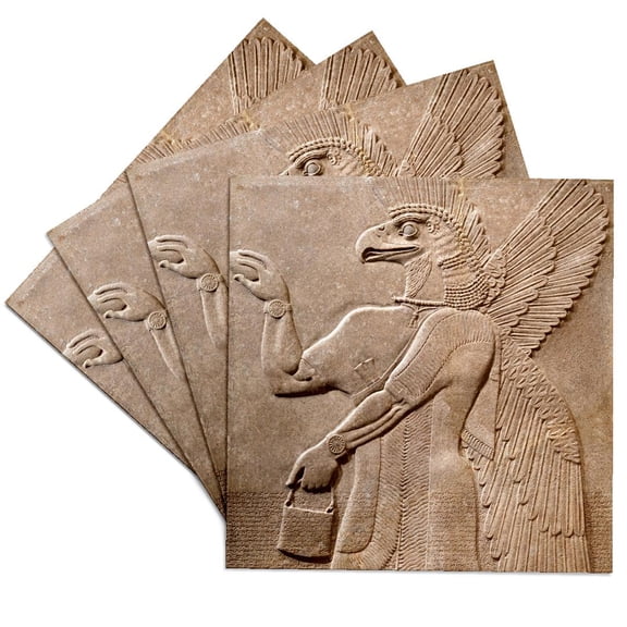 3drose, Image of Ancient Assyrian Mythical Eagle Protector Protection Charm, Set of 4 Ceramic Tile Coasters