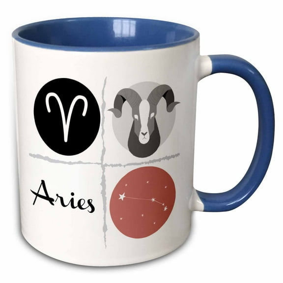 3drose, Image of Aries, 15oz Two-tone Blue Mug