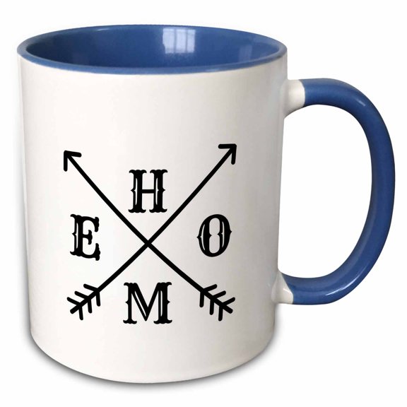 3drose, Image of Arrow with Text of H,o,m,e, 11oz Two-tone Blue Mug