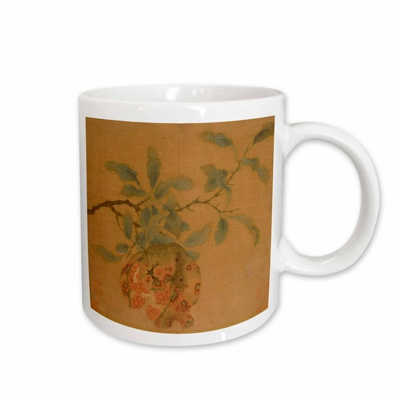 3drose, Image of Asian Gold Simple Floral Motif, 11oz Mug