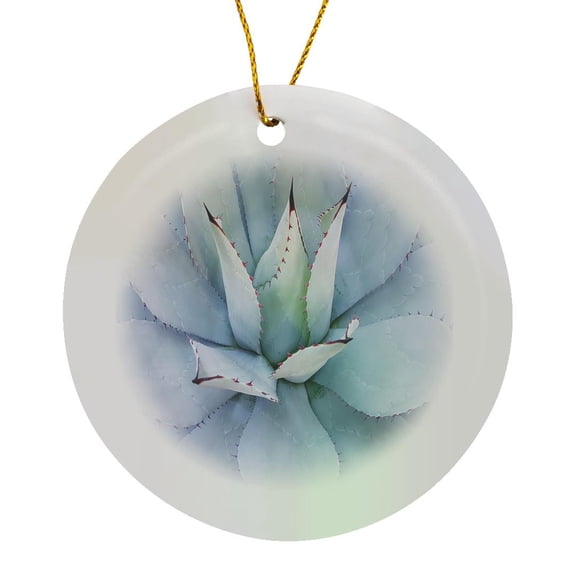3drose, Image of Beautiful Mexican Blue Cactus, Circle Porcelain Ornament