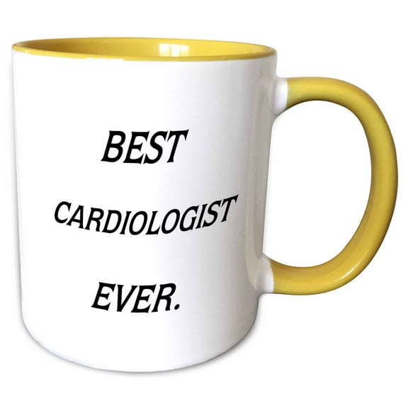 3drose, Image of Best Cardiologist Ever in Large Text, 11oz Two-tone Yellow Mug