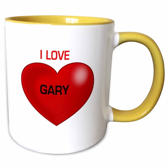 3drose, Image of Big Red Heart with I Love You Gary, 15oz Two-tone Yellow Mug