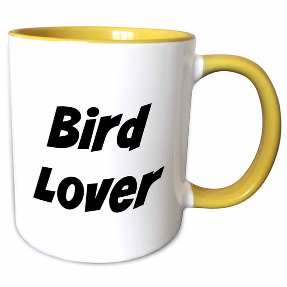 3drose, Image of Bird Lover Quote, 15oz Two-tone Yellow Mug