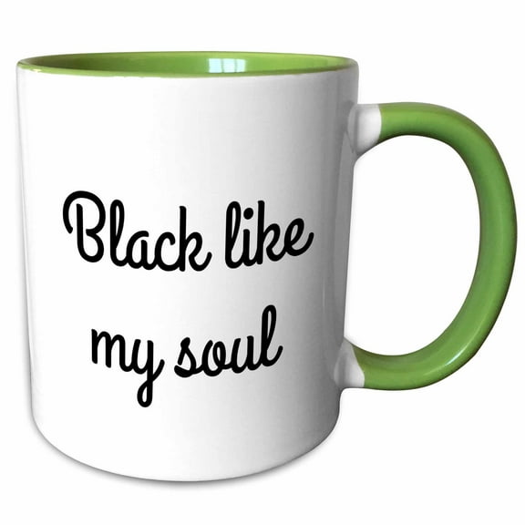 3drose, Image of Black Like My Soul Quote, 11oz Two-tone Green Mug