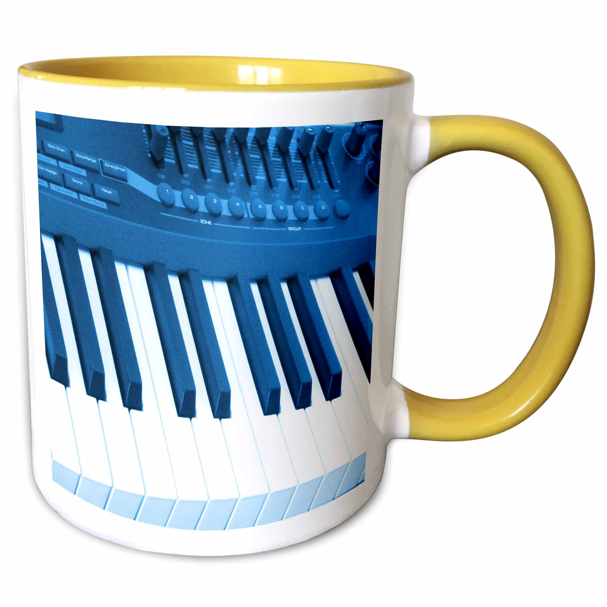 Computer Keyboard Mug 3drose, Image of Blue Photo of Electronic Keyboard, 11oz Two-tone ...