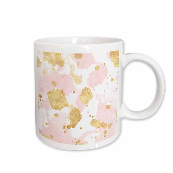 3drose, Image of Blush Pink Gold Watercolor Splatters, 15oz Mug