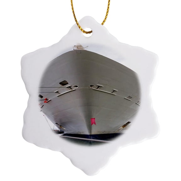 3drose, Image of Bow of Large Cruise Liner, 3 inch Snowflake Porcelain Ornament
