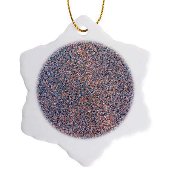 3drose, Image of Bright Brown, Grey, Blue Granite Stone Texture, Warm Hue, 3 inch Snowflake Porcelain Ornament