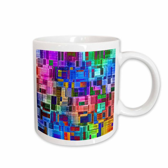 3drose, Image of Bright Geometric Cubes in Multi Colors, 15oz Mug