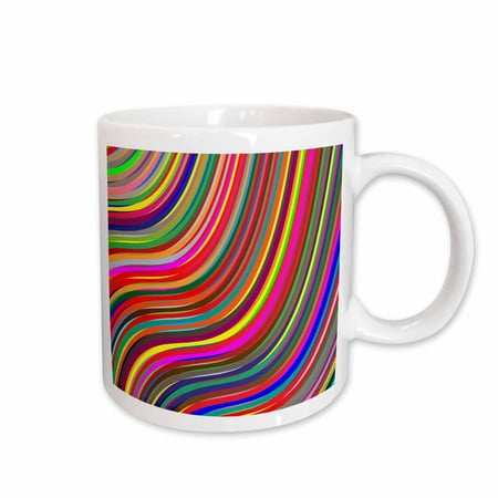 3drose, Image of Bright Multi Color Wavy Ribbons, 11oz Mug