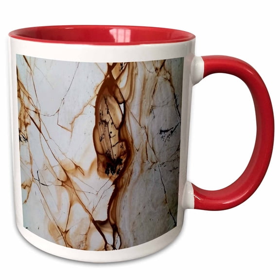 3drose, Image of Brown and White Abstract Granite, 11oz Two-tone Red Mug
