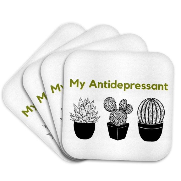 3drose, Image of Cactus with Text, Set of 4 Coasters - Soft