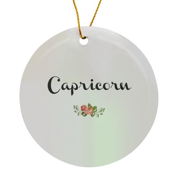 3drose, Image of Capricorn Quote, Circle Porcelain Ornament