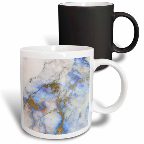3drose, Image of Chic Trendy Blue and Gold Marble Agate Gemstone Quartz, 11oz Magic Transforming Mug