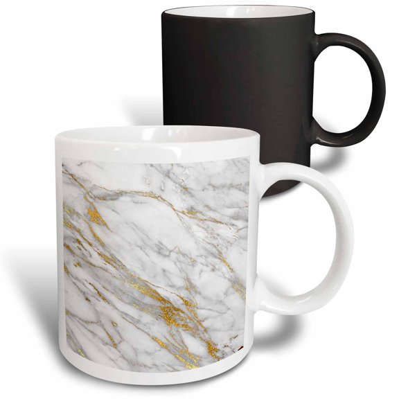 3drose, Image of Chic Trendy Gold Glitter Veins Marble Agate Gemstone Quartz, 11oz Magic Transforming Mug
