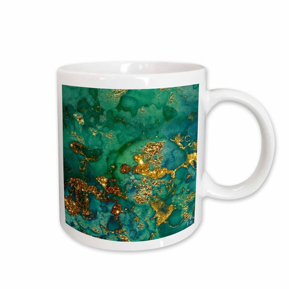 3drose, Image of Chic Trendy Green and Gold Marble Agate Gemstone Quartz, 11oz Mug