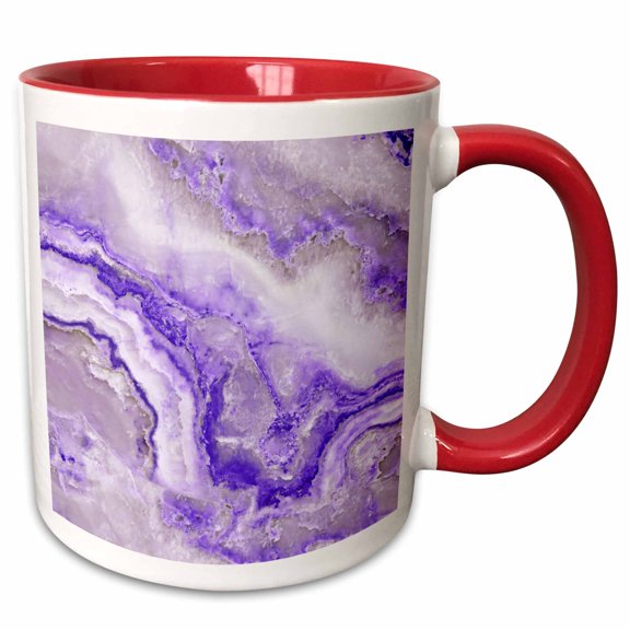 3drose, Image of Chic Trendy Purple Violet Marble Agate Gemstone Rock Quartz, 11oz Two-tone Red Mug