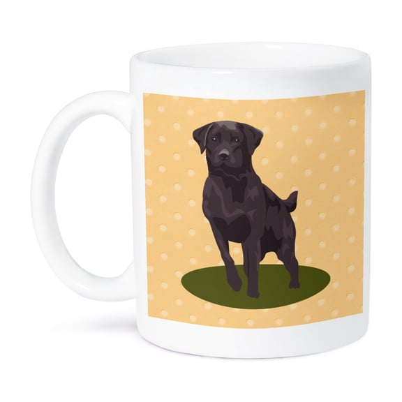3drose, Image of Chocolate Lab Dog on Yellow Dots, 11oz Mug