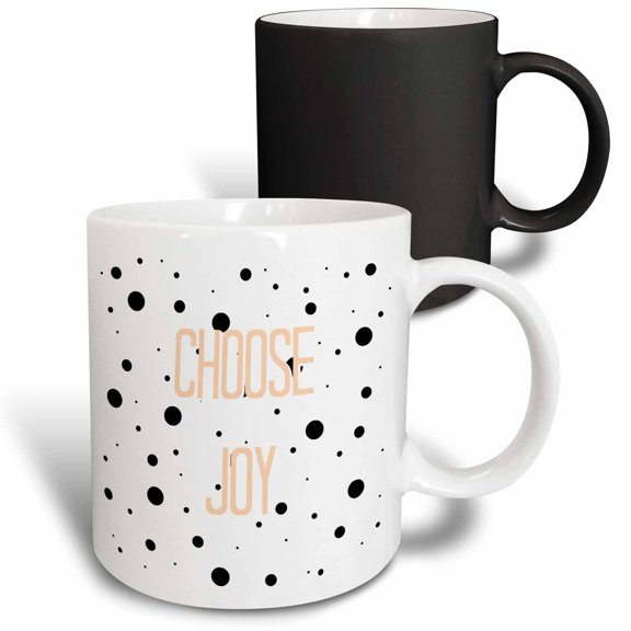 3drose, Image of Choose Joy Dots Quote, 11oz Magic Transforming Mug