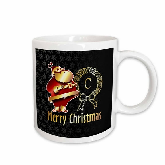 3drose, Image of Christmas Santa Claus Monogram- Letter C- Not Foil Embossed, 11oz Mug