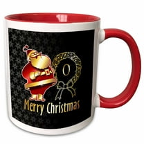 3drose, Image of Christmas Santa Claus Monogram- Letter O- Not Foil Embossed, 11oz Two-tone Red Mug