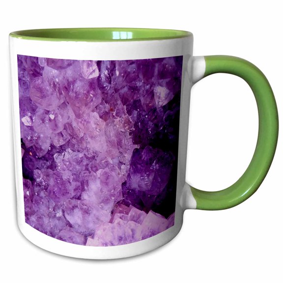 3drose, Image of Chunks of Purple Amethyst, 15oz Two-tone Green Mug