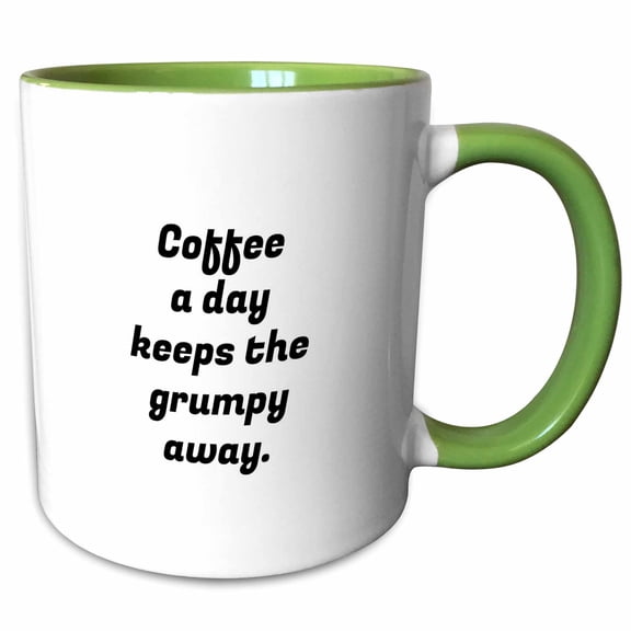 3drose, Image of Coffee a Day Keeps the Grumpy Away, 15oz Two-tone Green Mug