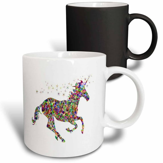 3drose, Image of Colorful Metallic Prism Unicorn and Stars, 11oz Magic Transforming Mug