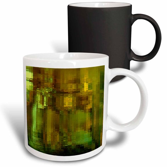 3drose, Image of Columns of Lime Brown and Yellow Digital Painting, 11oz Magic Transforming Mug