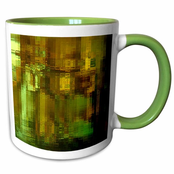 3drose, Image of Columns of Lime Brown and Yellow Digital Painting, 11oz Two-tone Green Mug