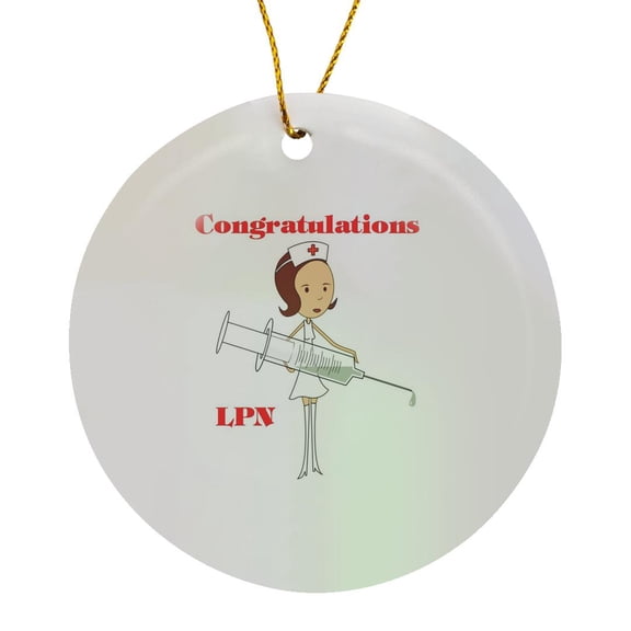 3drose, Image of Congratulations for New Lpn, Circle Porcelain Ornament