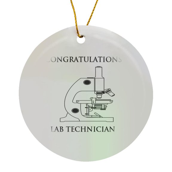 3drose, Image of Congratulations Lab Technician with Microscope, Circle Porcelain Ornament
