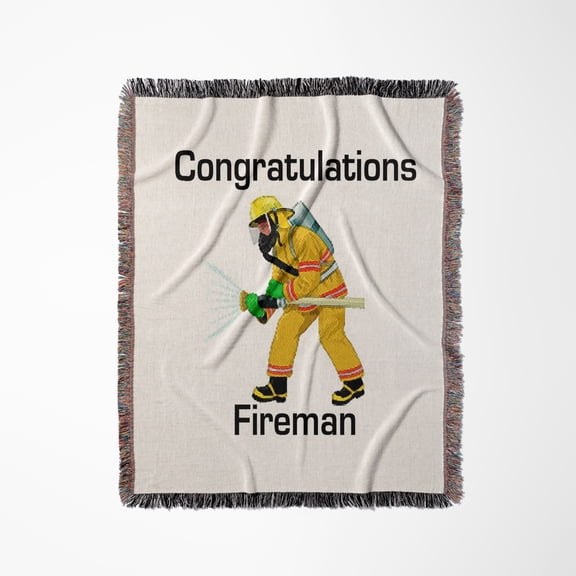Image Of Congratulations On Making Firefighter With Fireman, Woven Blanket