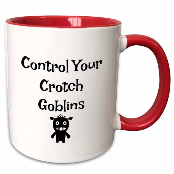 Image Of Control Your Crotch Goblins, 11oz Two-Tone Red Mug