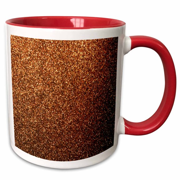 3drose, Image of Copper Color Glittery Look, 11oz Two-tone Red Mug