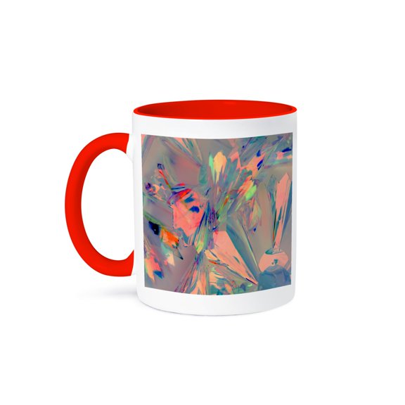3drose, Image of Coral Blue and Gray Foil Abstract Photo Art, 11oz Two-tone Red Mug