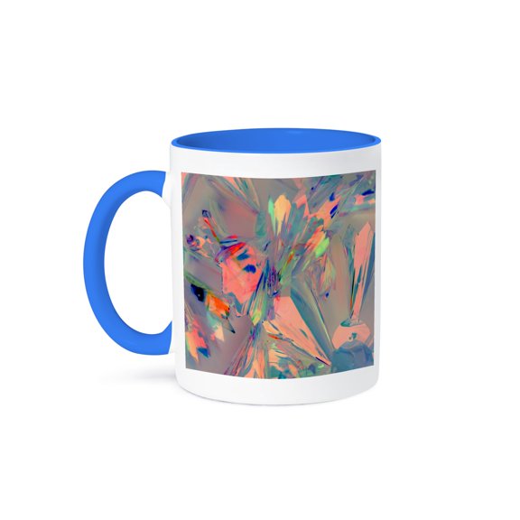 3drose, Image of Coral Blue and Gray Foil Abstract Photo Art, 15oz Two-tone Blue Mug