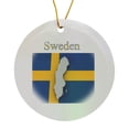 thumbnail image 1 of 3drose, Image of Exotic Sweden Map on Swedish Flag, Circle Porcelain Ornament, 1 of 7