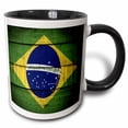 thumbnail image 1 of 3drose, Image of Flag of Brazil on Wood, 11oz Two-tone Black Mug, 1 of 6
